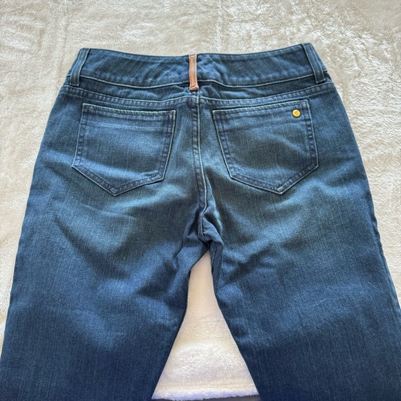 Daou Denim Co. Dark Wash High Rise Skinny Jeans Leather Patch Size 27 - Picture 8 of 10